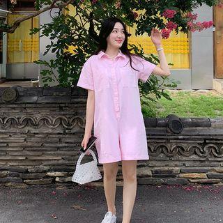 Cuff-sleeve Pocket-detail Playsuit