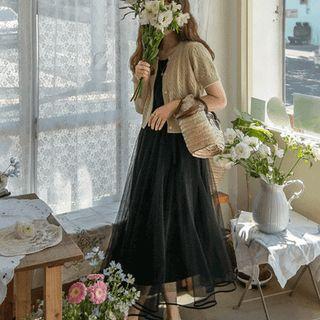 Tulle-overlay Long Tank Dress