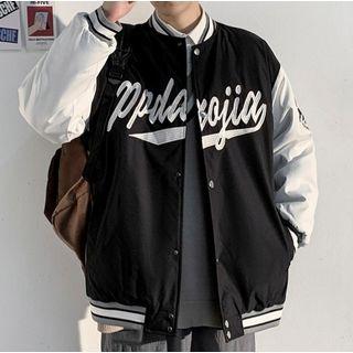 Long-sleeve Lettering Color-block Jacket