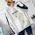Two-tone Letter Embroidered Hoodie