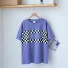 Short-sleeve Lettering Plaid T-shirt