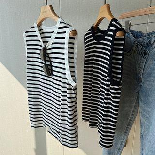 Sleeveless Stripe Loose Fit Tank Top