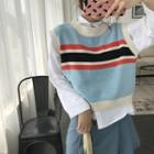 Striped Knit Vest As Shown In Figure - One Size