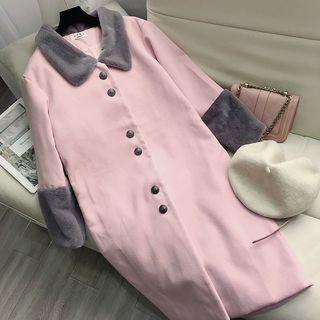Furry Collar Single-breasted Coat