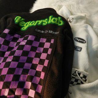 Checkboard Panel Zip-up Fleece Jacket