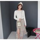 Long-sleeve Faux-pearl Button T-shirt