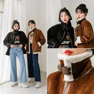 Belted Fleece-lined Jacket