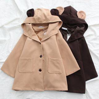 Ear-accent Buttoned Hooded Coat