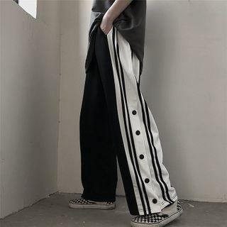 Button-seam Wide-leg Pants