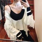 Fringe-trim Cable-knit Sweater