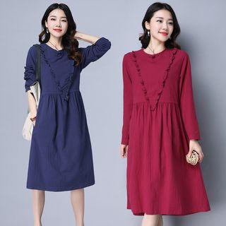 Fray Chevron Long-sleeve Dress