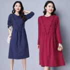 Fray Chevron Long-sleeve Dress