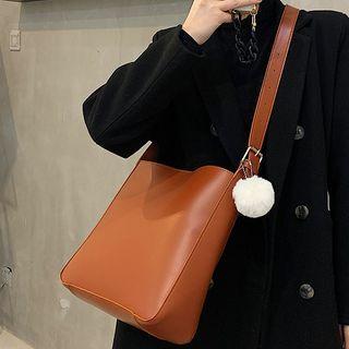 Plain Faux Leather Crossbody Bag With Zip Pouch