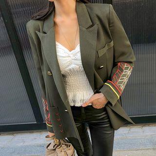 Metal-button Embroidered Blazer