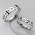 Geometric Rhinestone Sterling Silver Ring 1 Pair - Silver - One Size