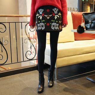 Floral-embroidered Mini Skirt