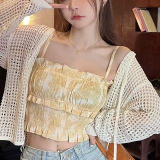 Perforated Cardigan / Cropped Camisole Top