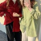 Corduroy Plain Loose-fit Blouse