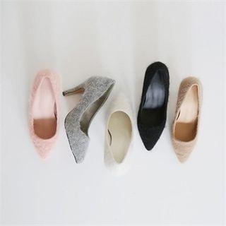 Pointy-toe Faux-fur High-heel Pumps