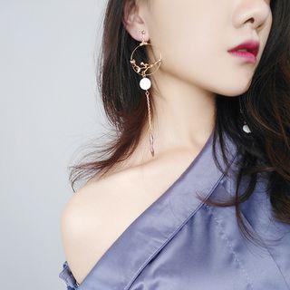 Twig Accent Hoop Drop Earrings/ Clip-on Earrings
