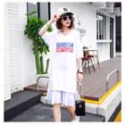 Lettering Elbow Sleeve 3/4 Sleeve Pullover Dress