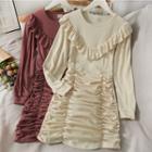 Ruffled-trim Ruched Mini Dress In 5 Colors