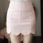 Zip-back Scallop-hem Mini Skirt