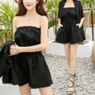 Set: Lace Jacket + Strapless Playsuit