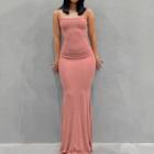 Square-neck Plain Spaghetti Strap Maxi Dress