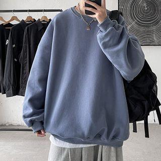 Long-sleeve Drop-shoulder Plain Sweatshirt