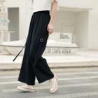 Band-waist Strap Wide-leg Pants