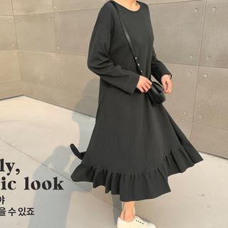 Frilled Long T-shirt Dress