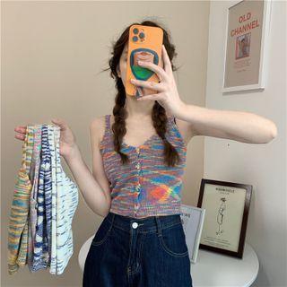 Color Block Knit Cropped Camisole Top