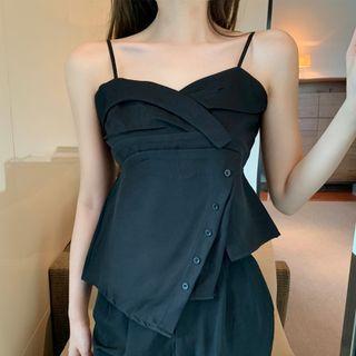 Cropped Asymmetrical Slit Camisole Top
