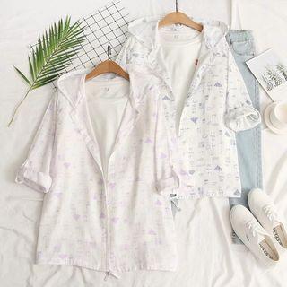 Long-sleeve Cartoon Print Hooded Shirt