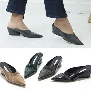 Genuine Leather Band-trim Mules