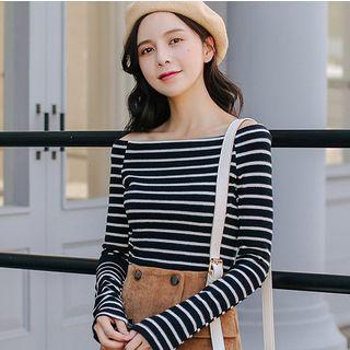 Striped Boatneck Long Sleeve T-shirt