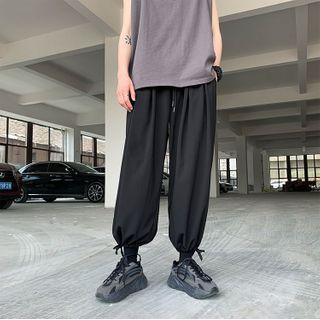 Elastic-waist Plain Jogger Pants
