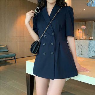 Double-breasted Short-sleeve Mini Shirt Dress