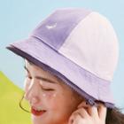 Zip Trim Embroidered Bucket Hat Purple - One Size