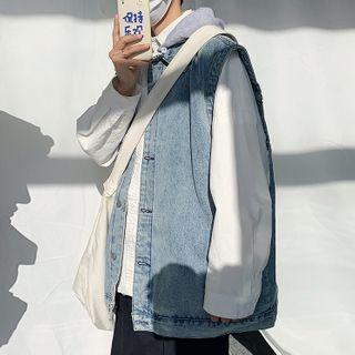 Hooded Denim Sweater Vest