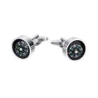 Fashion Creative Compass Geometric Round Cufflinks Silver - One Size