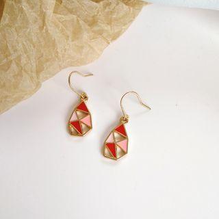 Alloy Geometric Dangle Earring 1 Pair - Red & Pink - One Size