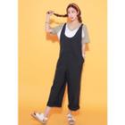 Sleeveless Buttoned-front Linen Blend Jumpsuit
