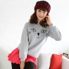 Cat-embroidered Pullover