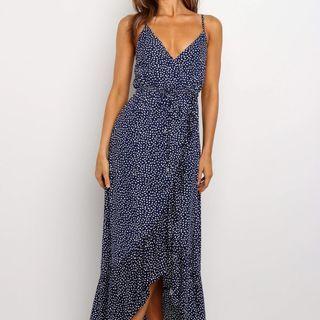 Spaghetti Strap Print High-low Dress