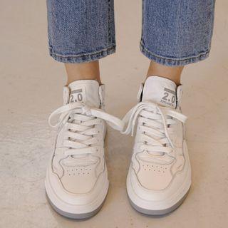 Contrast-trim Genuine Leather Sneakers