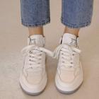 Contrast-trim Genuine Leather Sneakers