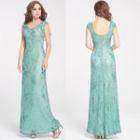 Sleeveless Sequin Lace Sheath Evening Gown