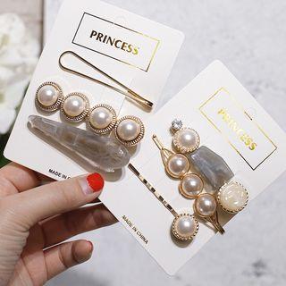 Set Of 3: Faux Pearl / Acrylic Hair Pin (assorted Designs)